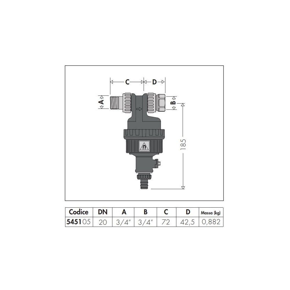 Defangatore Caleffi con magnete 3/4” M x 3/4” F