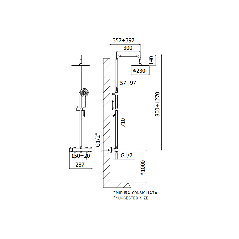 Paffoni Mini Birillo colonna doccia con termostatico ZCOL 638LIQCR